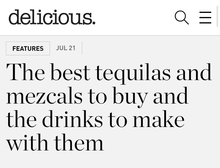 Delicious magazine best mezcal article featuring the Sin Gusano project limited released bottles