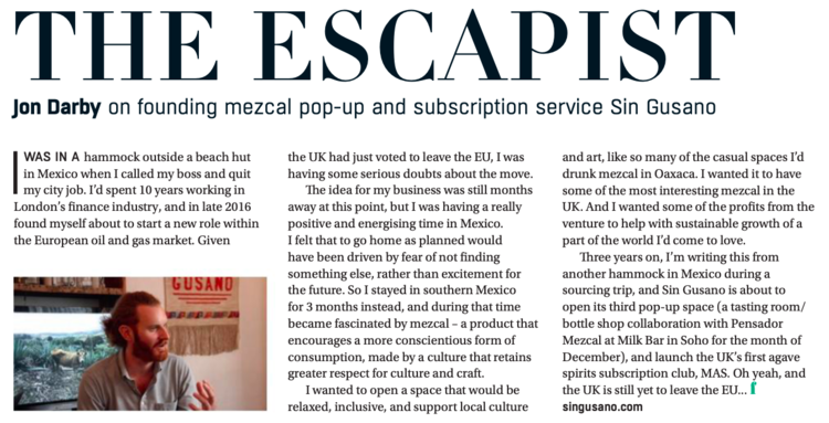 Escapism magazine's the Escapist article with Jon Darby founder of the Sin Gusano project
