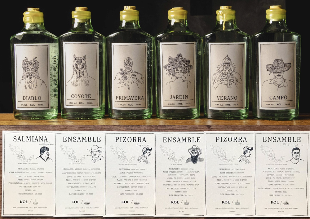 Bottles of different Mezcals