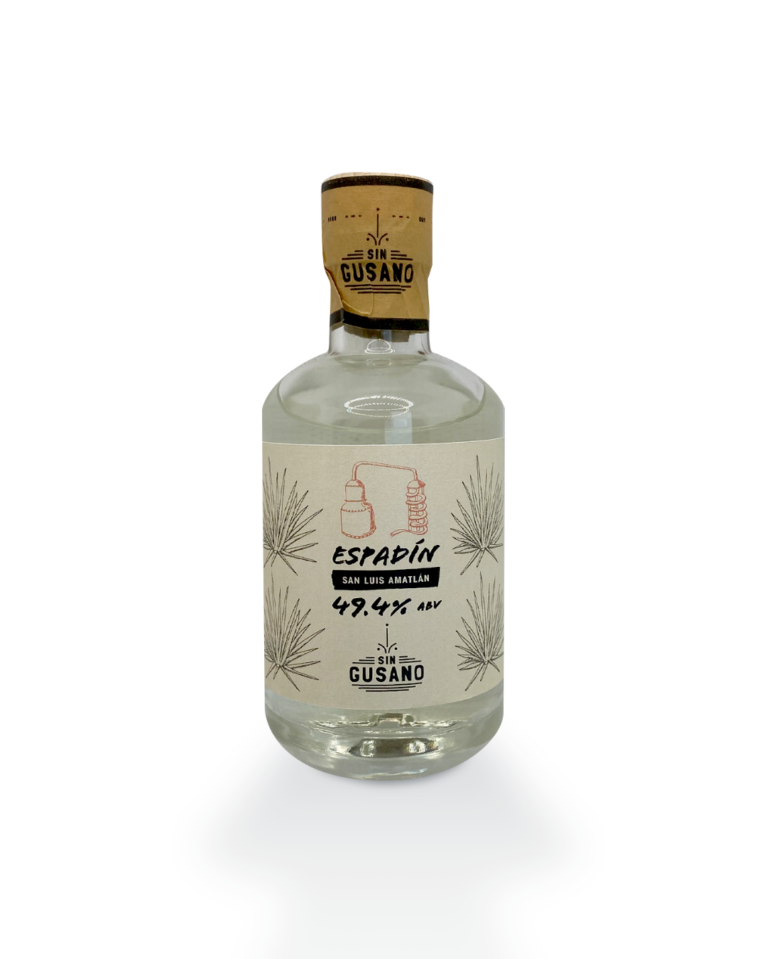 A bottle of Espadin mezcal produced for the Sin Gusano project