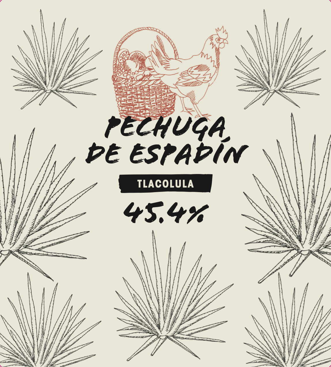 label for the Pechuga - Tlacolula small batch Mescal available exclusively at Sin Gusano