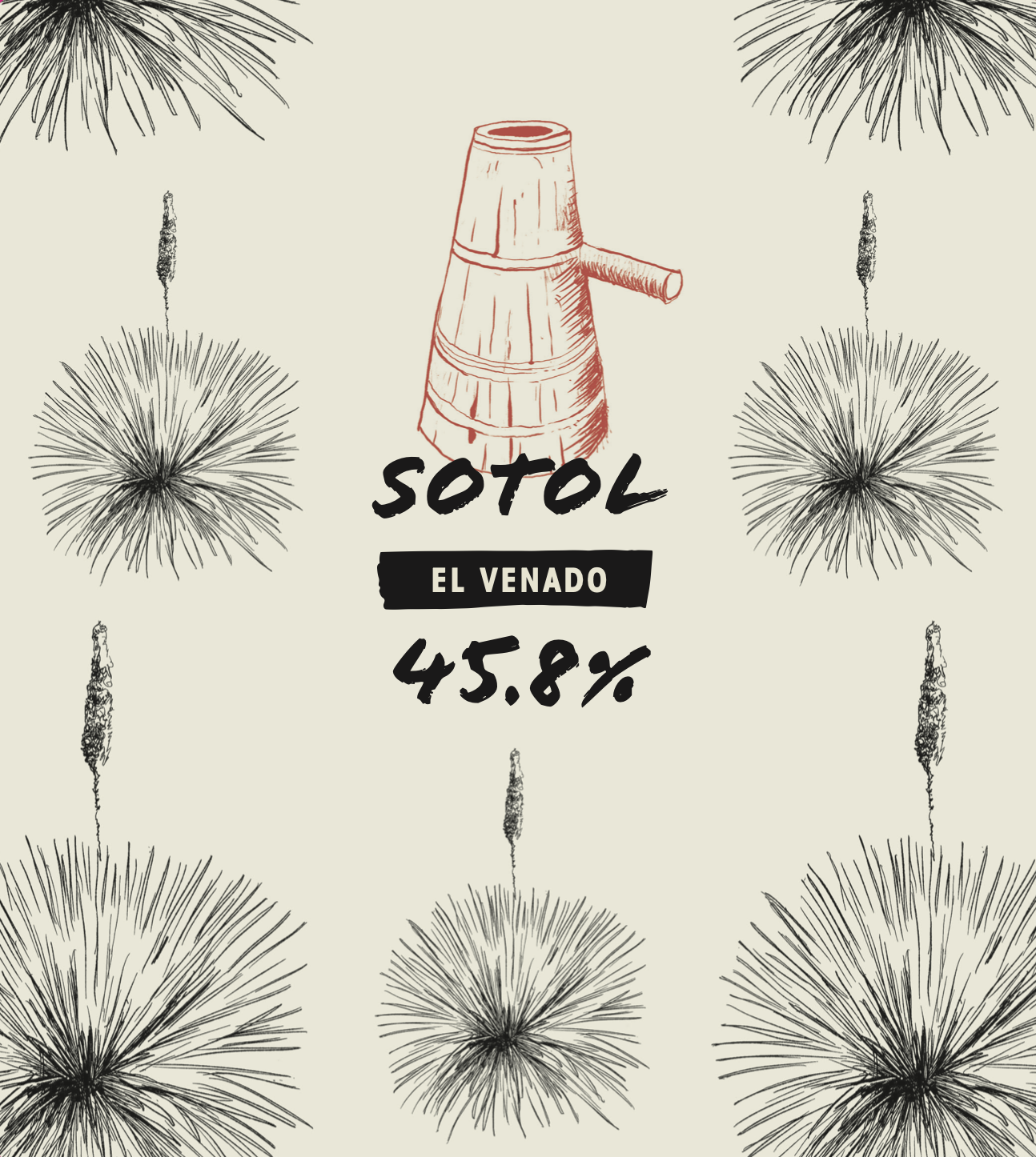 bottle label for the Sotol - El Venado small batch mezcal exclusively available at Sin Gusano