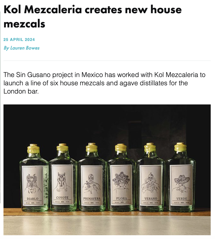Article from the Spirits Business about the Sin Gusano Project