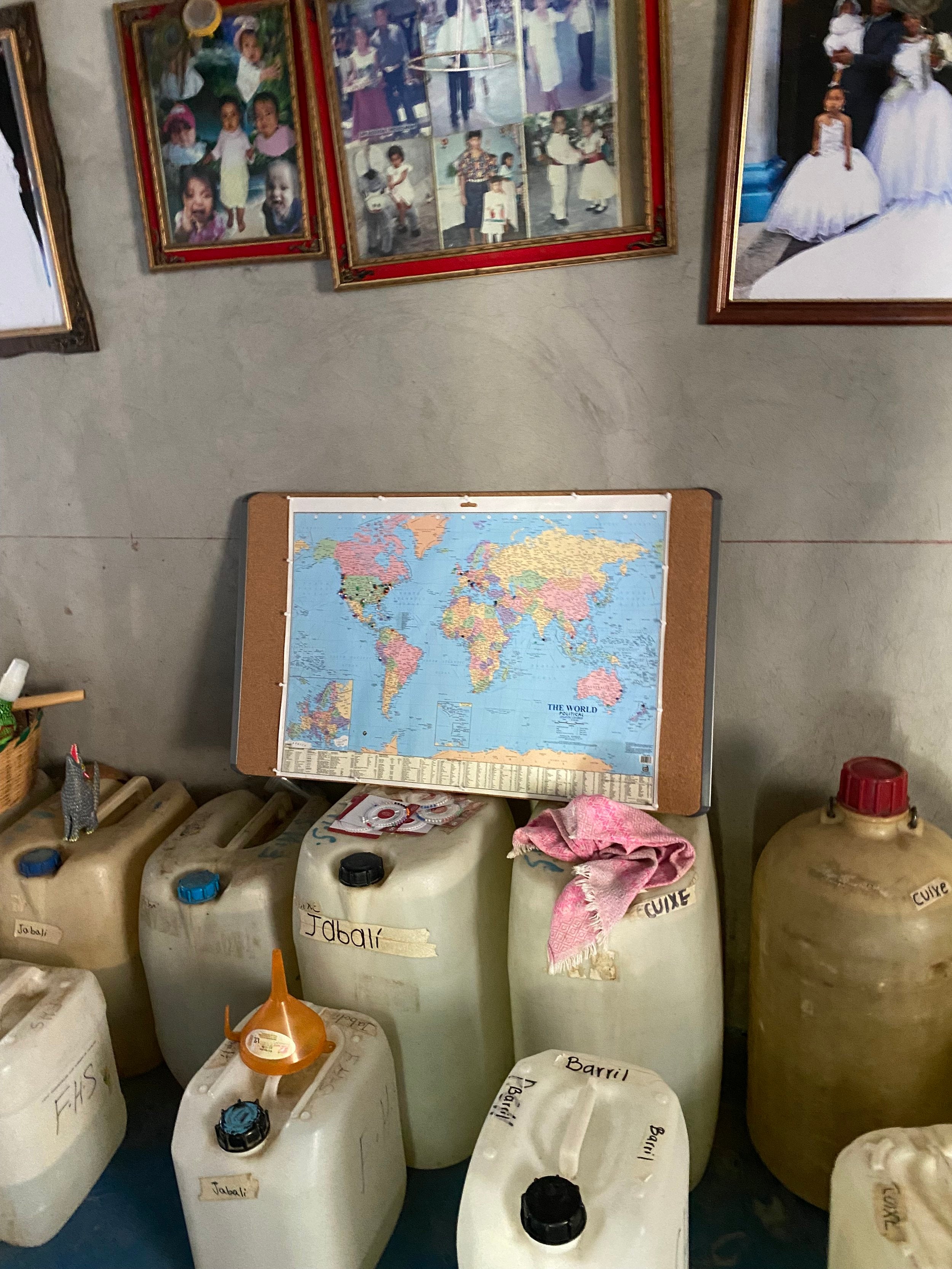 A map in a distillery in a bodega in Mexico