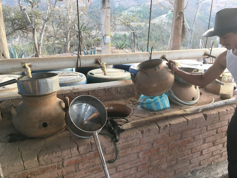 Clay pots for second distillation of mezcal