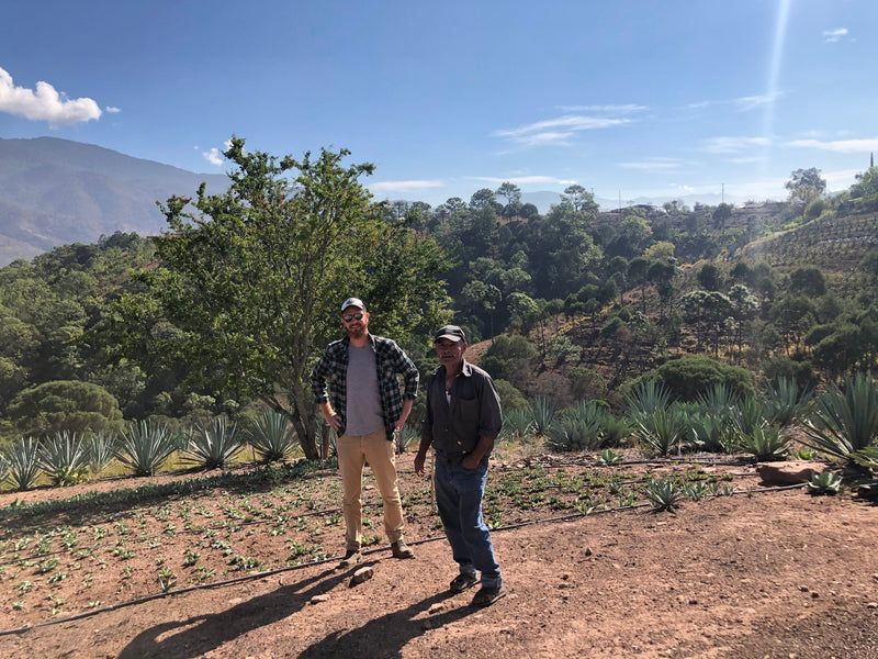 on a farm in Mexico Jon from the Sin Gusano project and Florian from the Arroqueño - Santa Inés Sola mezcal