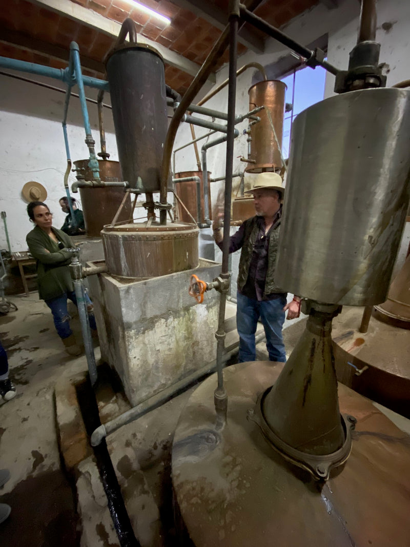 copper alembic powered by the steam from the caldera. Used to make mezcal