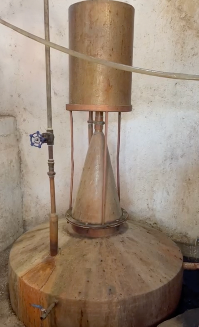 copper pot still used to make mezcal
