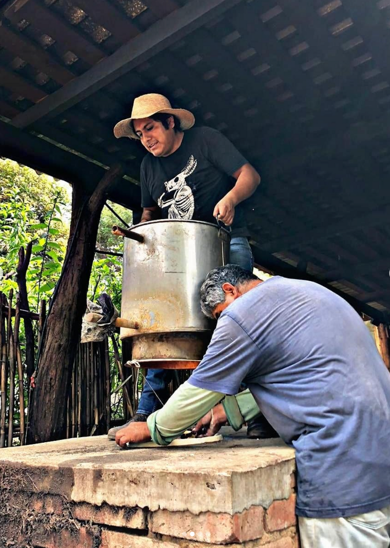 Luis & father Sergio fitting the refrescadera for their mezcal distillery