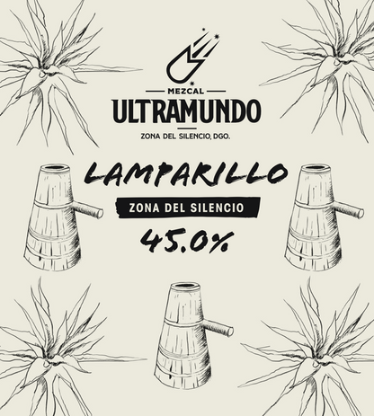 Front label for the Lamparillo - Zona del Silencio Mezcal. Limited bottling available at Sin Gusano