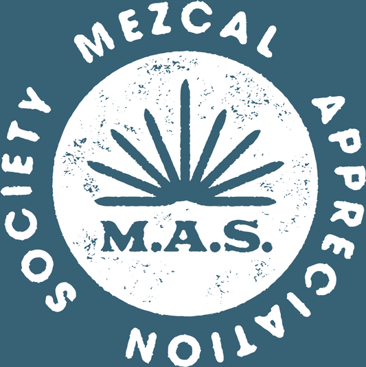 Logo of M.A.S. Mezcal Society Appreciation on a blue background
