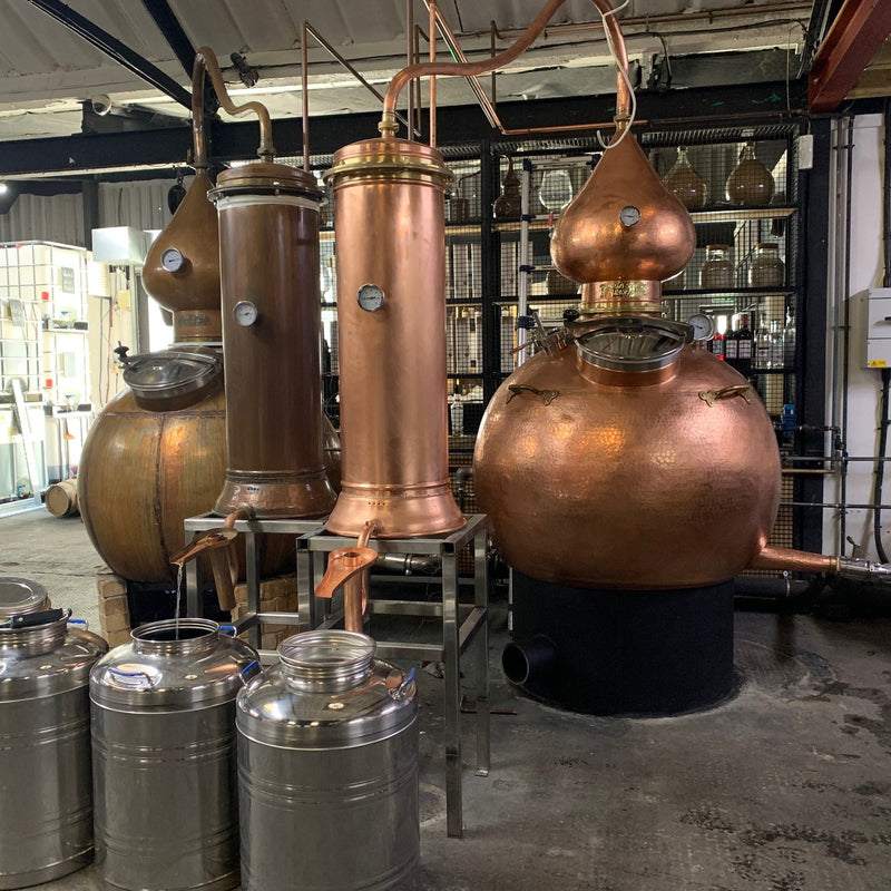 A copper pot still used to produce mezcal and other agave spirits