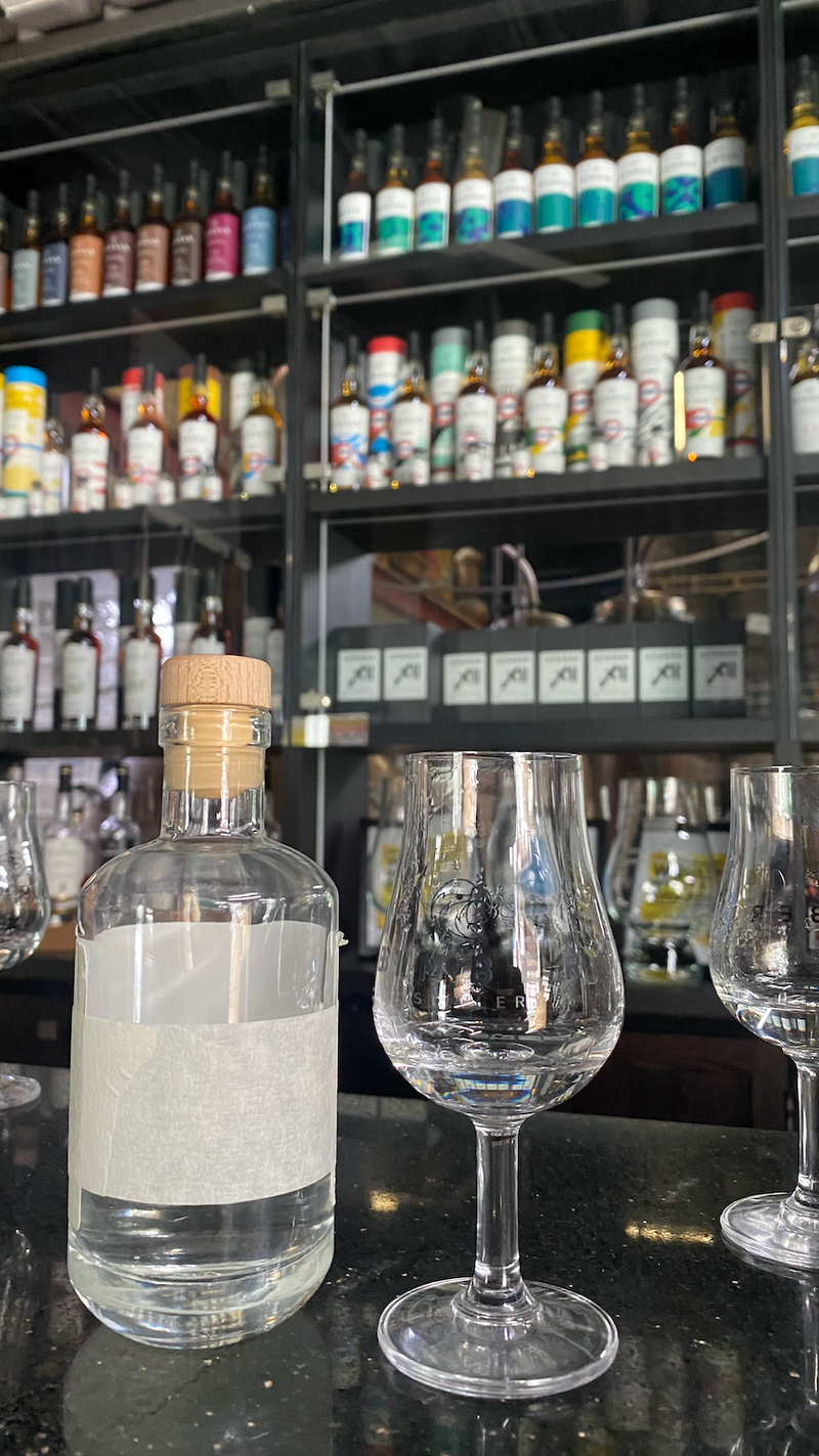 Sampling agave spirits at Bimber, to jointly select a batch of mezcal that would age well.
