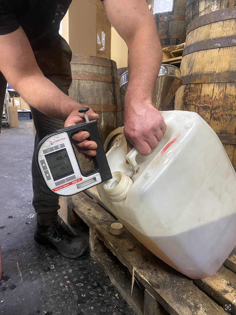 ABV testing the finished reposado mezcal