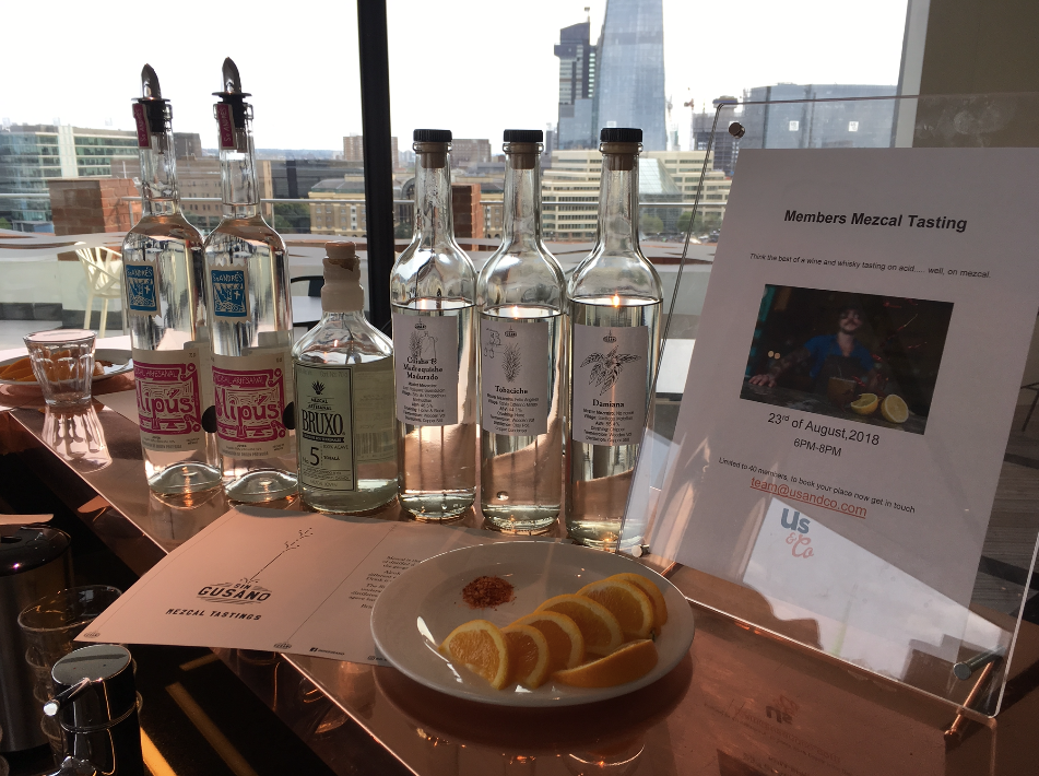 Private mezcal tasting event overlooking the river Thames and the Shard in London