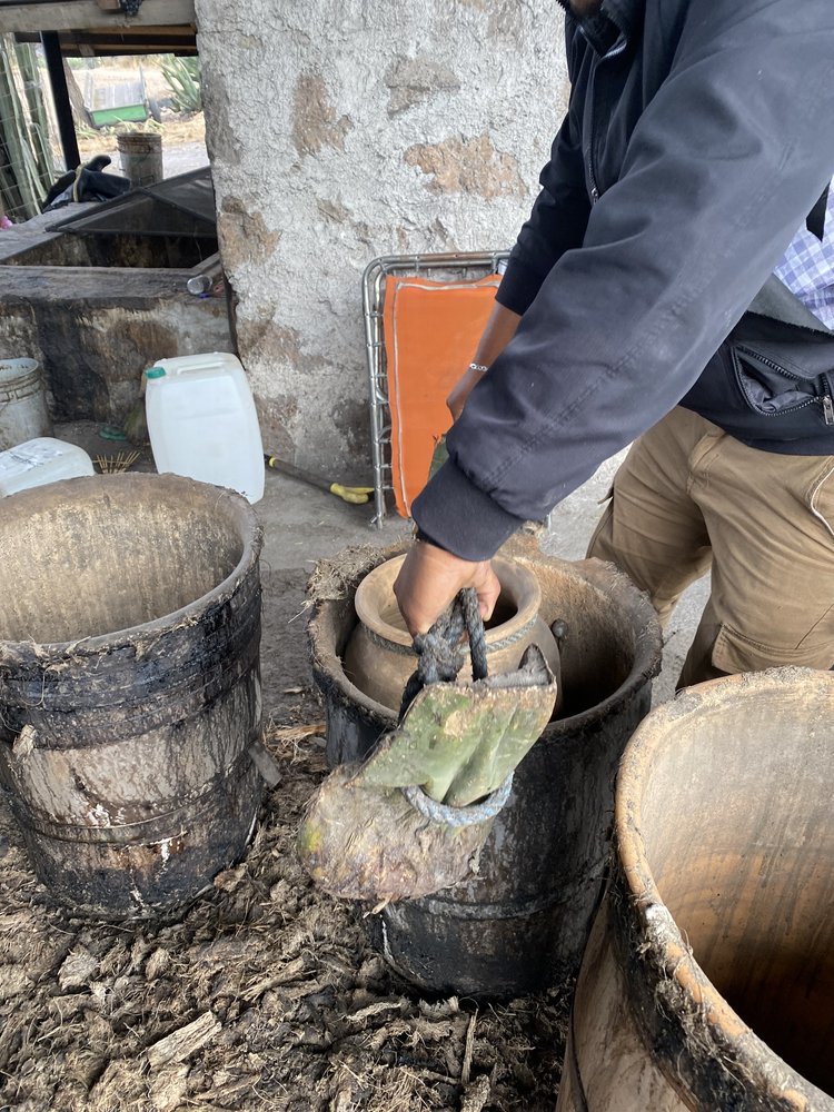 the water keeping the copper cooling lid operational must be changed manually for the mezcal distillery