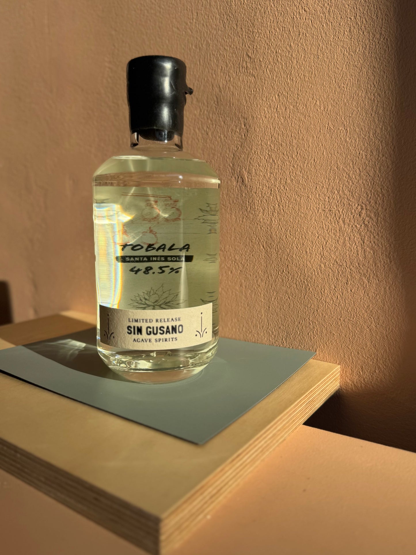Close up of the Sorbito launch X Sin Gusano limited release bottle