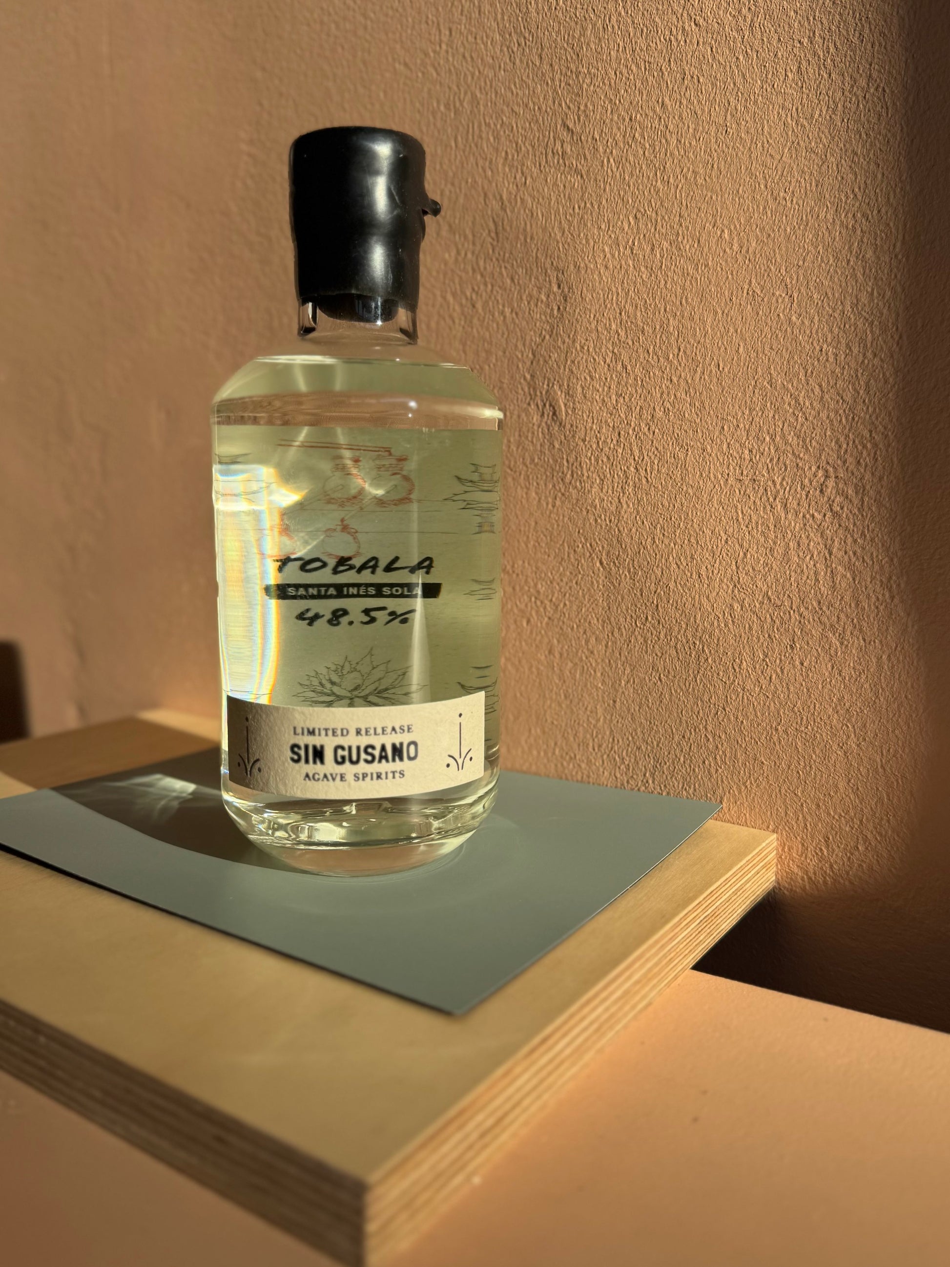 Close up of the Sorbito launch X Sin Gusano limited release bottle