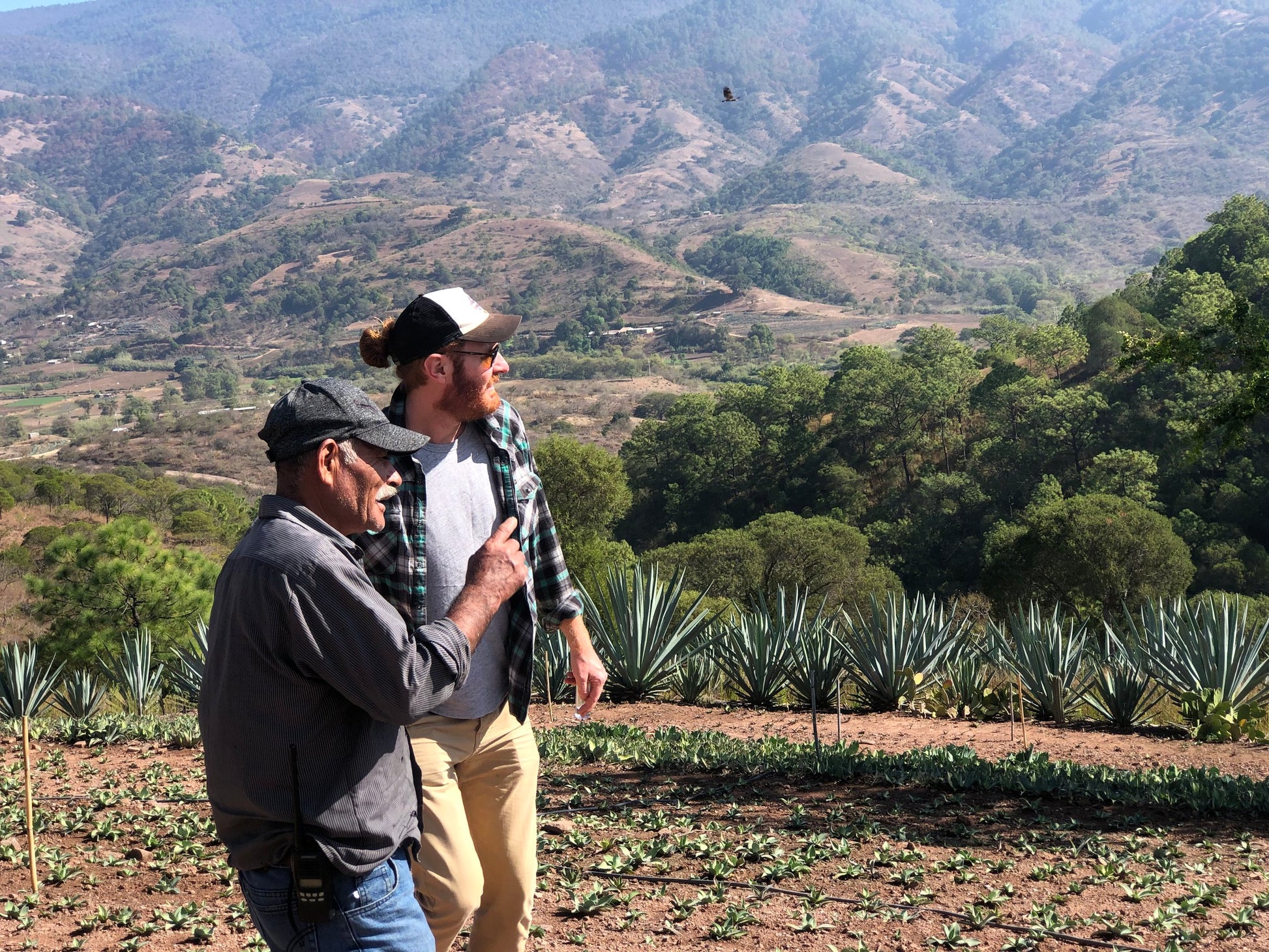 Jon and Florian in Mexico discussing the Sorbito launch X Sin Gusano limited release bottle