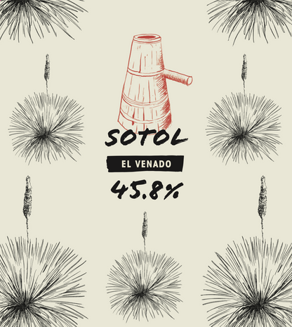 bottle label for the Sotol - El Venado small batch mezcal exclusively available at Sin Gusano
